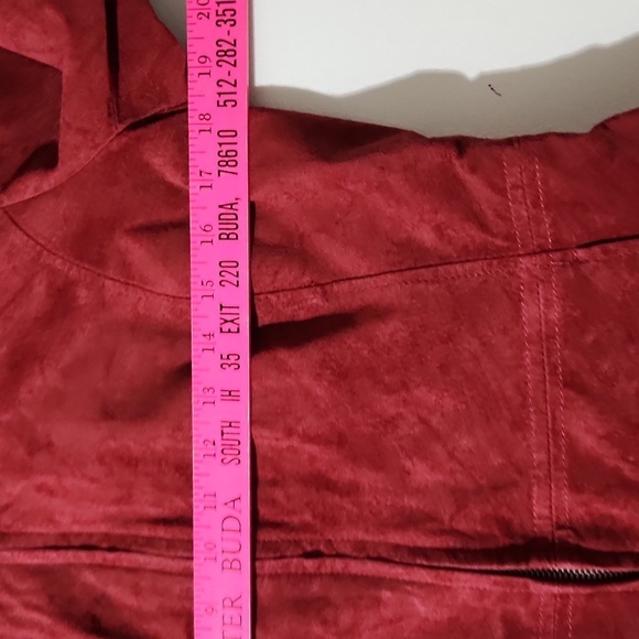 St Johns Bay Leather Coat Medium Vintage Long Line Maroon - Picture 10 of 11
